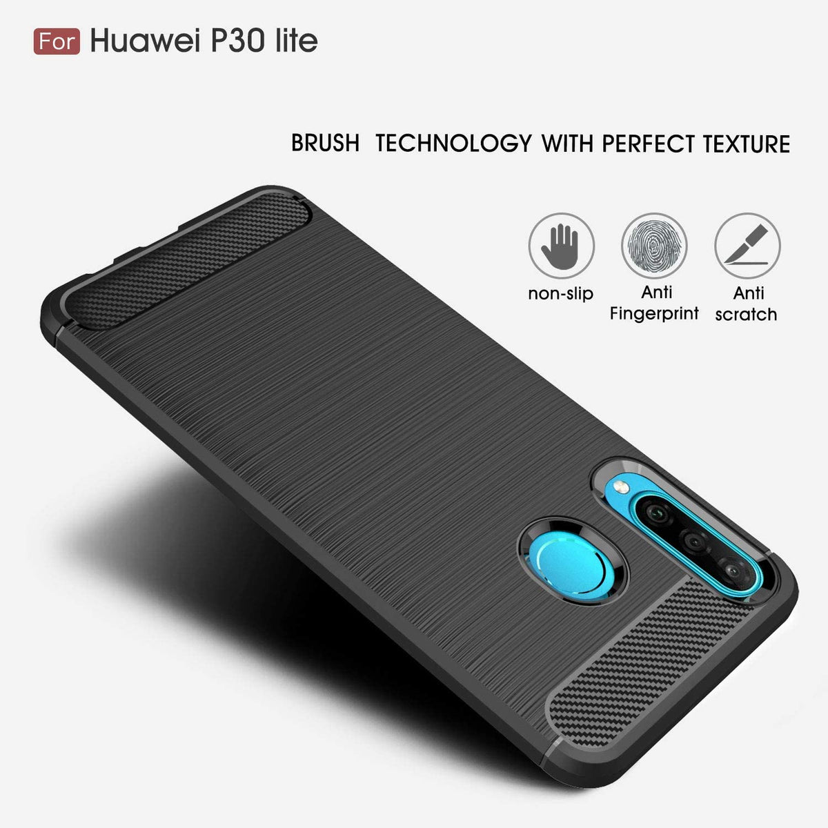 Etui na Huawei P30 lite New Edition / P30 lite, Techsuit, Carbon, Czarny