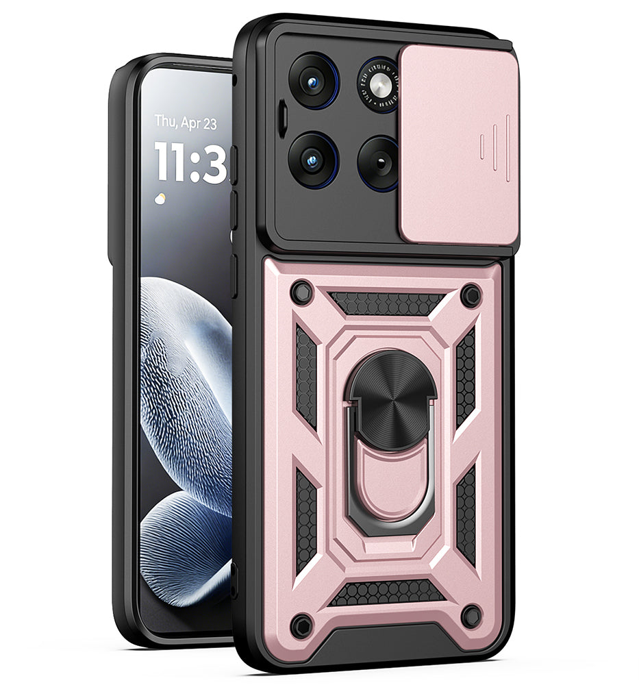 Etui na Motorola Edge 70 Fusion, Techsuit, CamShield, Różowo-Złote