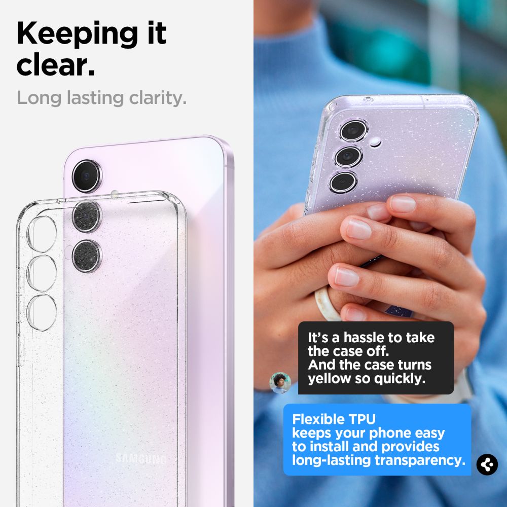 Etui do Samsung Galaxy A55 5G A556, Spigen, Liquid Crystal Glitter, przezroczyste ACS07538