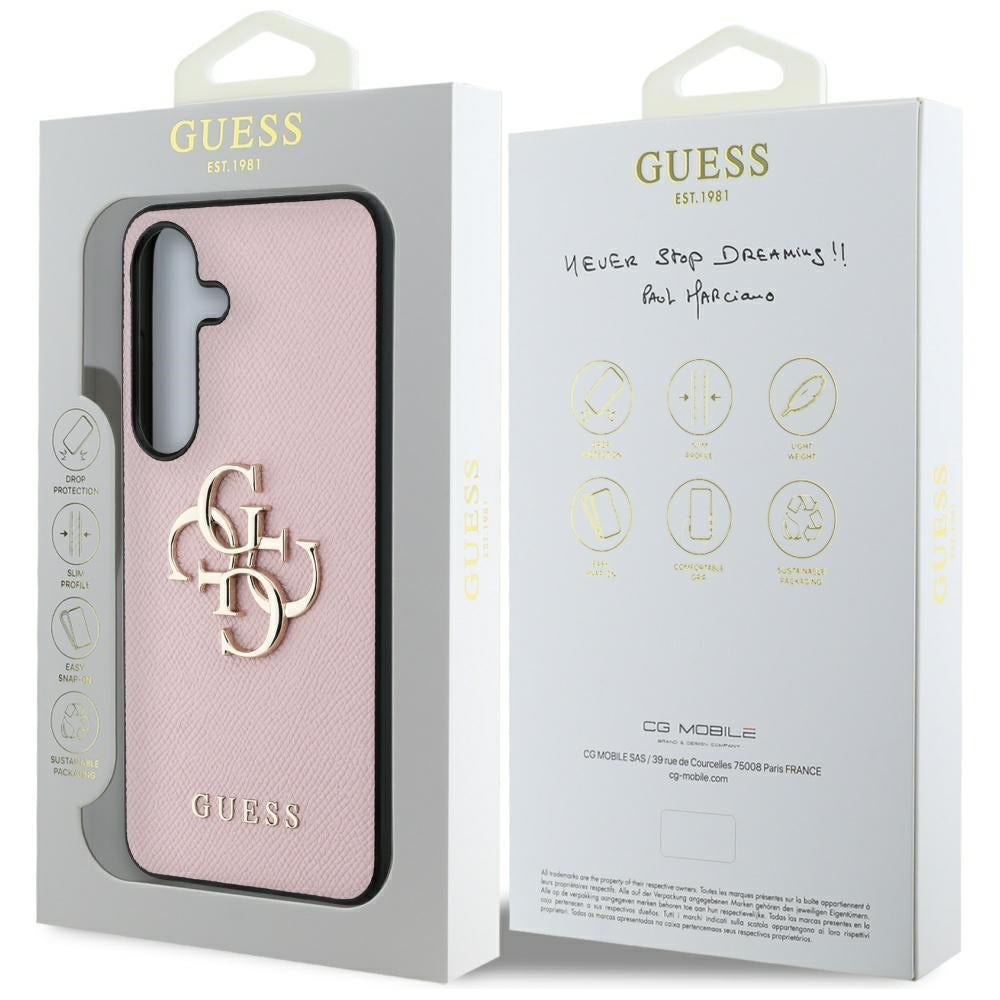 Etui na Samsung Galaxy S25+ S936, Guess, 4G Grained Big and Classic Logo, Różowy, Odnowione