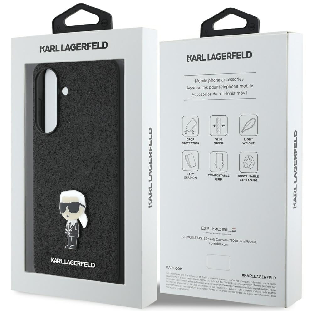 Etui na Samsung Galaxy A36 A366, Karl Lagerfeld, Glitter Fixed Ikonik Karl, Czarne