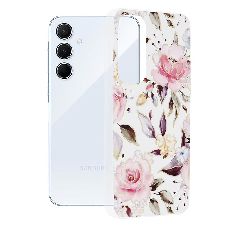 Etui na Samsung Galaxy A55 5G A556, Techsuit, Marble, Białe