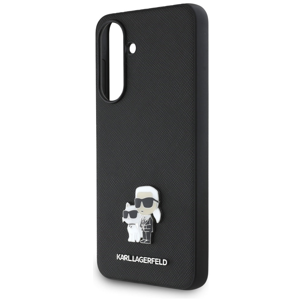 Etui na Samsung Galaxy A56 A566, Karl Lagerfeld, Saffiano Karl & Choupette Metal, Czarne