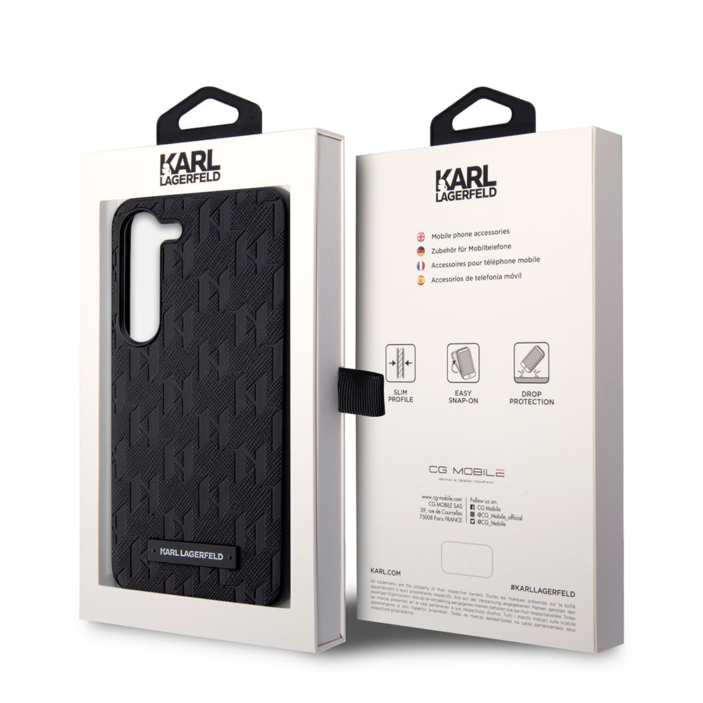 Etui na Samsung Galaxy S23 S911, Karl Lagerfeld, Saffiano Monogram Metal Logo, Czarne