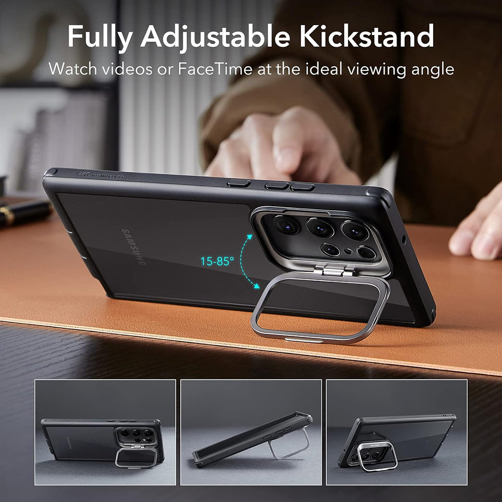 Etui na Samsung Galaxy S23 Ultra S918, ESR, Shock Armor Kickstand, Czarne Przezroczyste