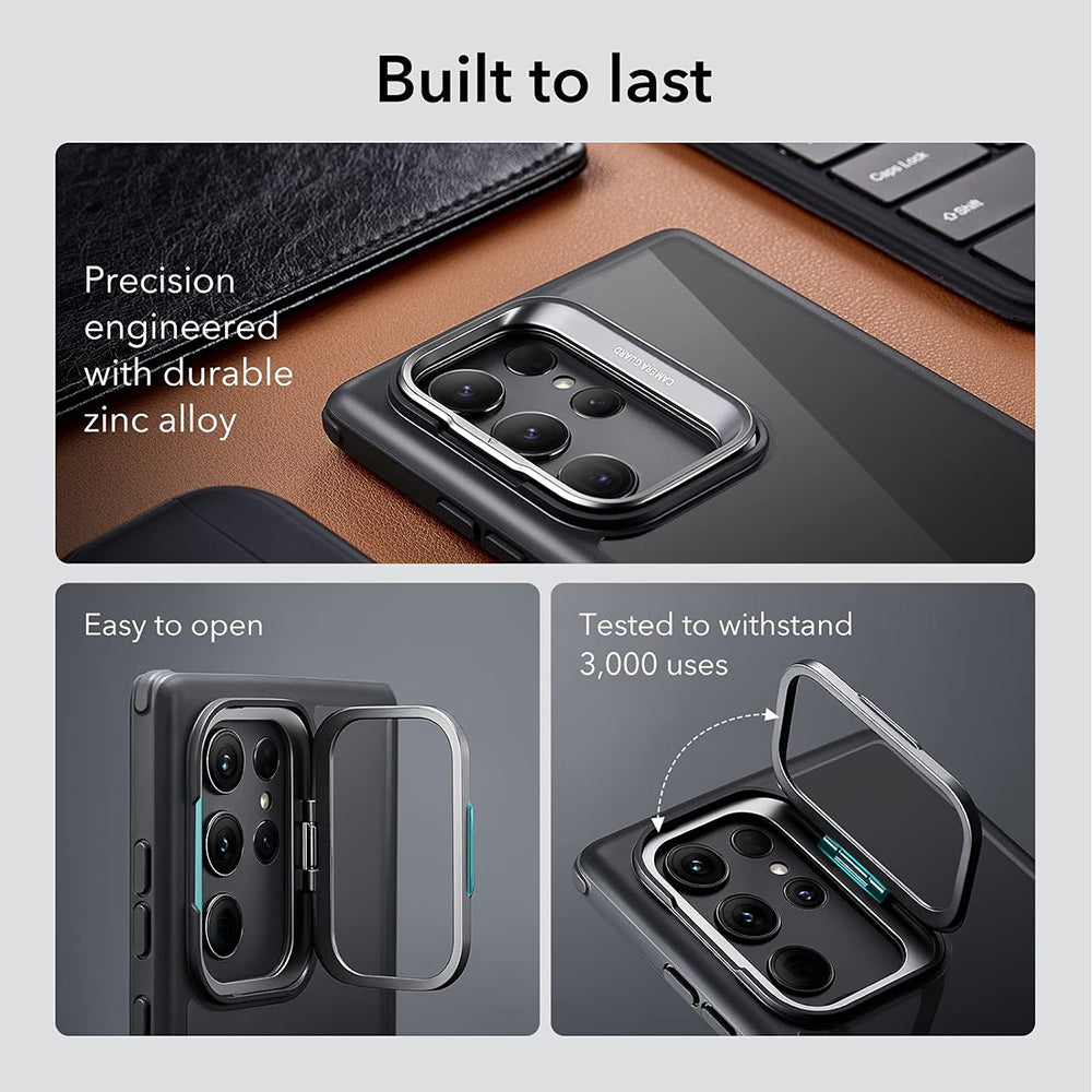Etui na Samsung Galaxy S23 Ultra S918, ESR, Shock Armor Kickstand, Czarne Przezroczyste