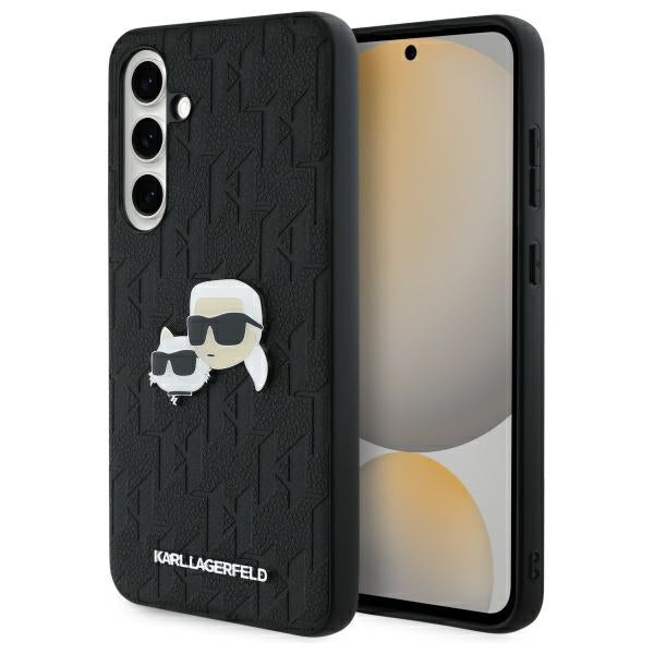 Etui na Samsung Galaxy S24 FE S721, Karl Lagerfeld, Monogram Karl & Choupette's Heads, Czarne