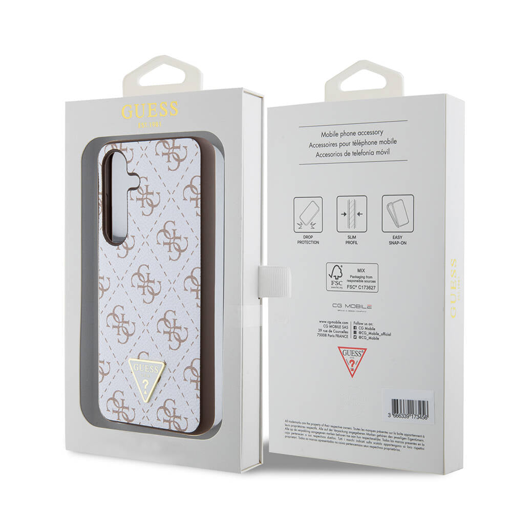 Etui na Samsung Galaxy S24+ S926, Guess, 4G Triangle Logo, Białe