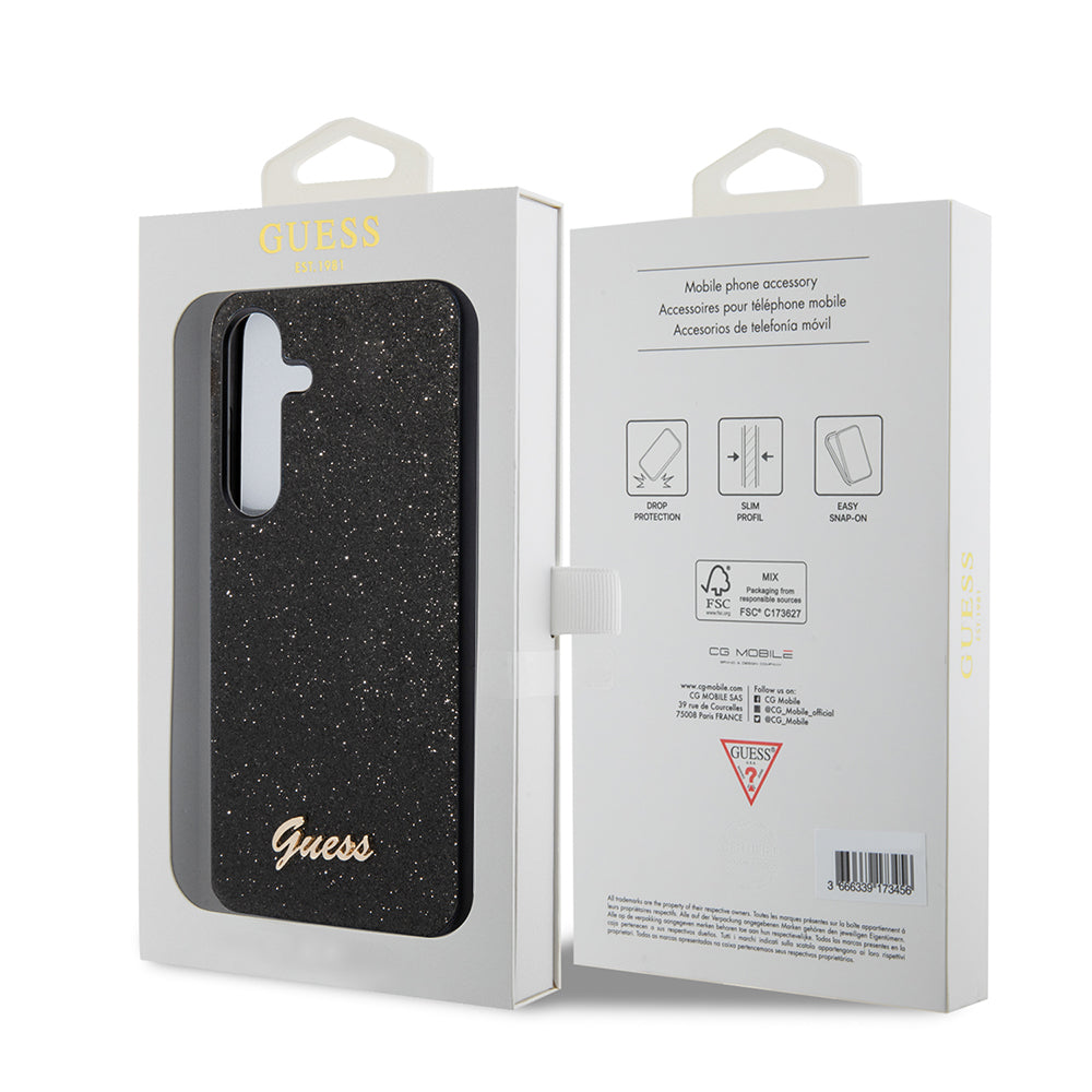 Etui na Samsung Galaxy S24+ S926, Guess, Glitter Script, Czarne
