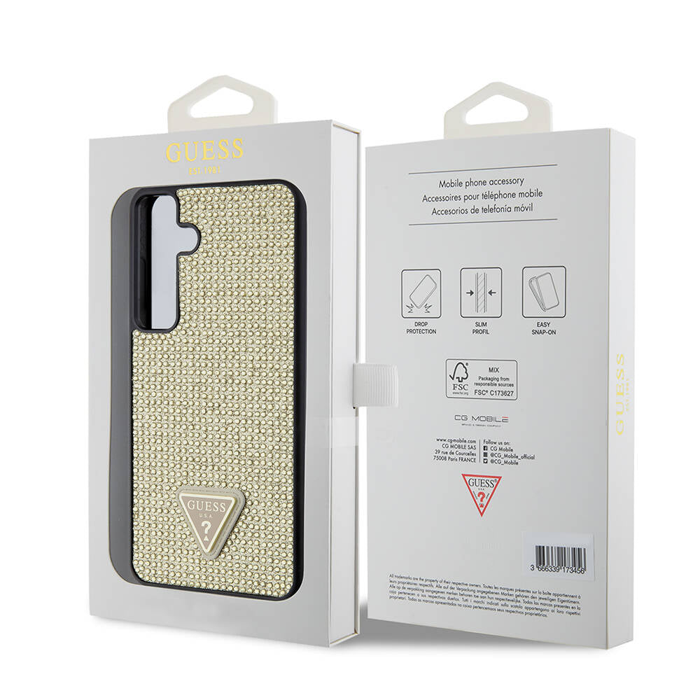 Etui na Samsung Galaxy S24+ S926, Guess, Rhinestone Triangle Logo, Złote