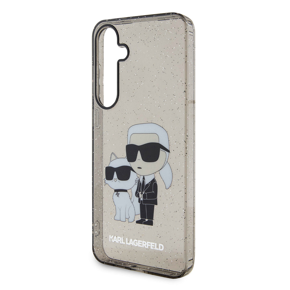 Etui na Samsung Galaxy S24+ S926, Karl Lagerfeld, Glitter Karl & Choupette, Niebieskie.