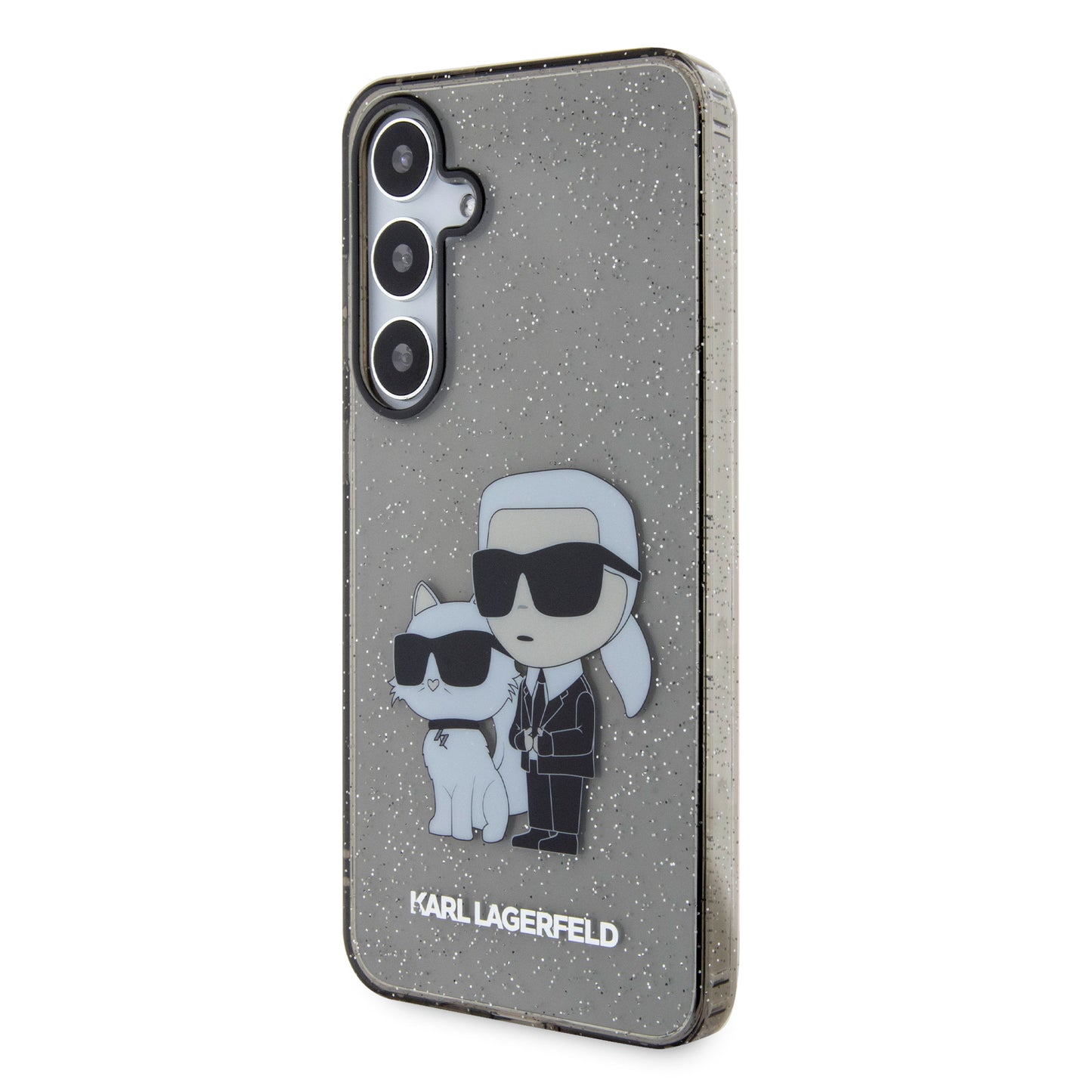 Etui na Samsung Galaxy S24+ S926, Karl Lagerfeld, Glitter Karl & Choupette, Niebieskie.