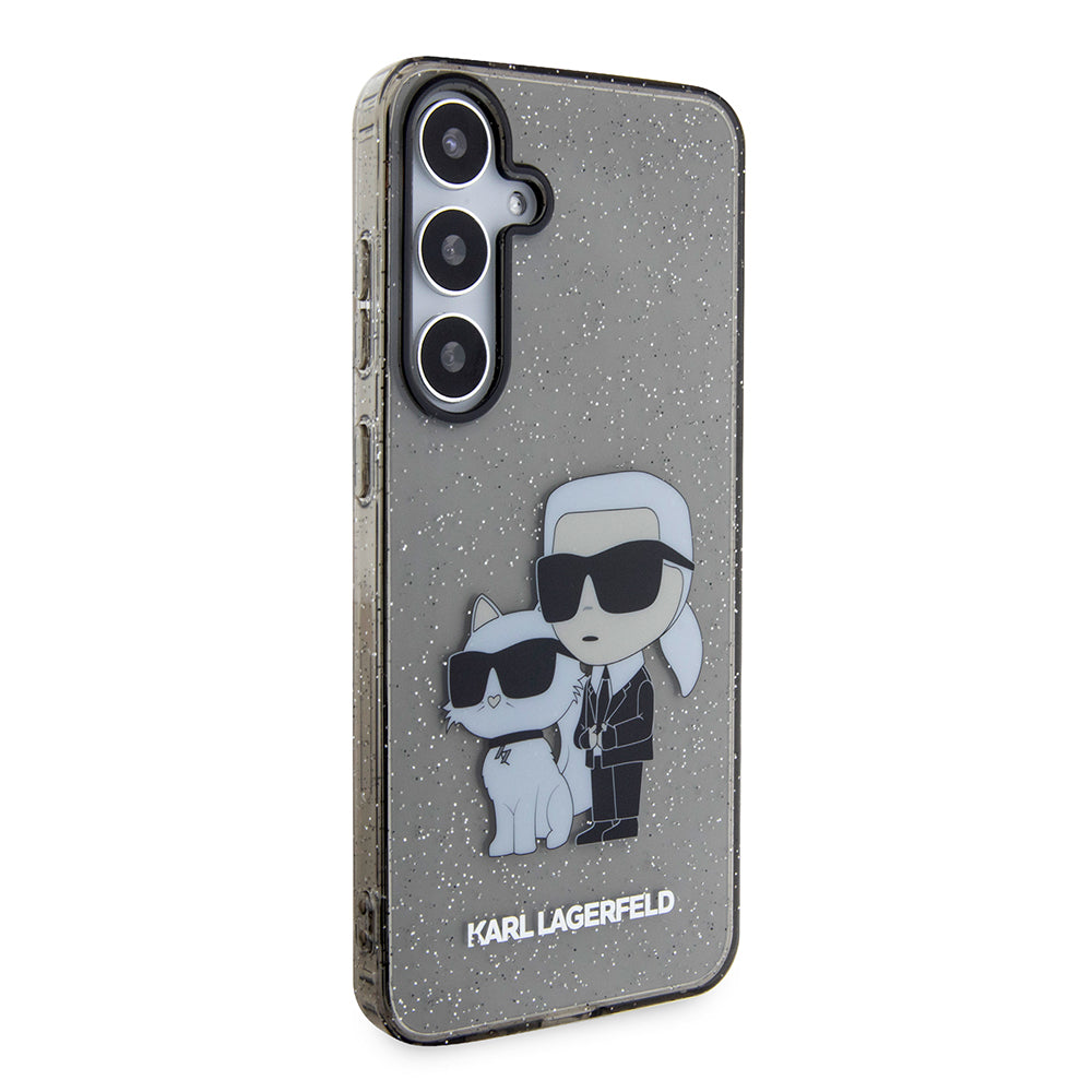 Etui na Samsung Galaxy S24+ S926, Karl Lagerfeld, Glitter Karl & Choupette, Niebieskie.
