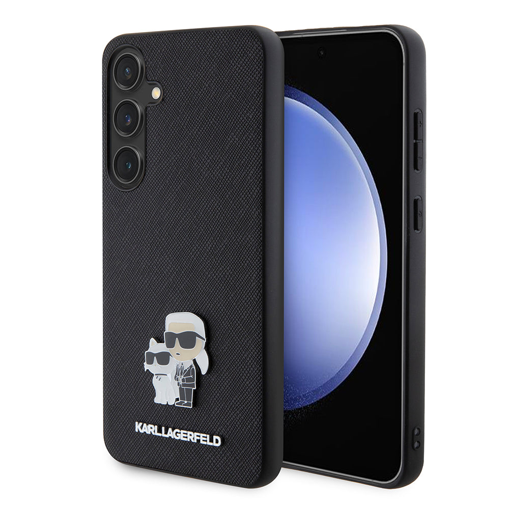 Etui na Samsung Galaxy S24+ S926, Karl Lagerfeld, Saffiano Karl & Choupette Metal, Czarne