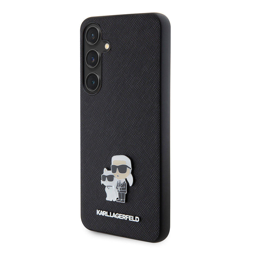 Etui na Samsung Galaxy S24+ S926, Karl Lagerfeld, Saffiano Karl & Choupette Metal, Czarne