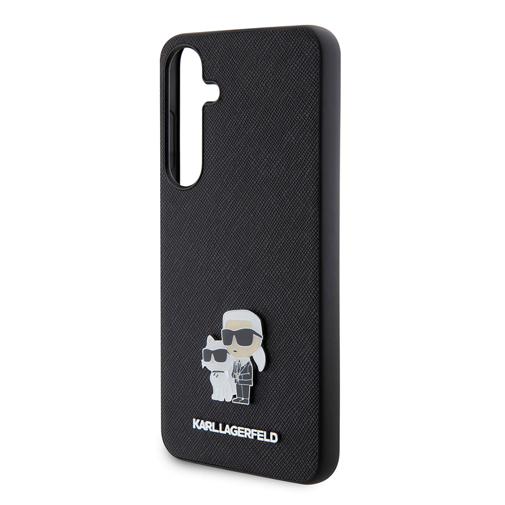 Etui na Samsung Galaxy S24+ S926, Karl Lagerfeld, Saffiano Karl & Choupette Metal, Czarne
