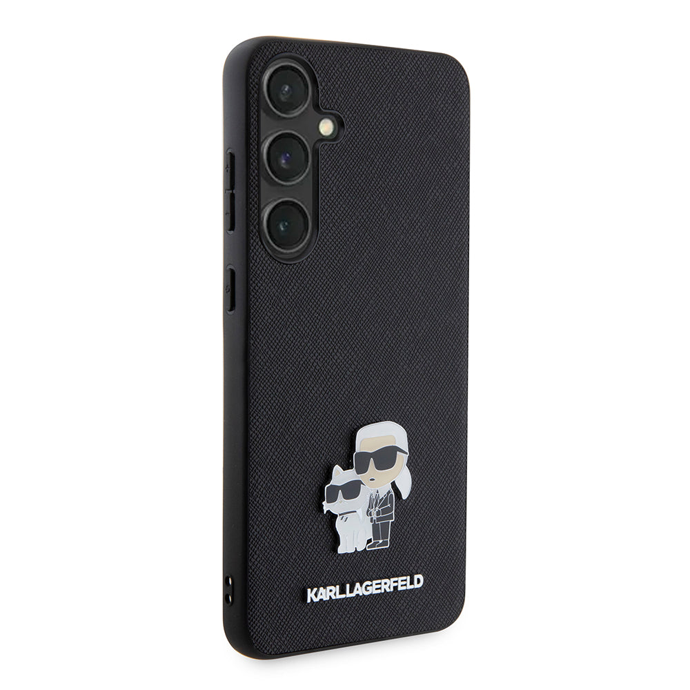 Etui na Samsung Galaxy S24+ S926, Karl Lagerfeld, Saffiano Karl & Choupette Metal, Czarne