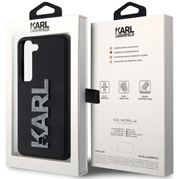 Etui na Samsung Galaxy S24 S921, Karl Lagerfeld, 3D Rubber Glitter Logo, Czarne