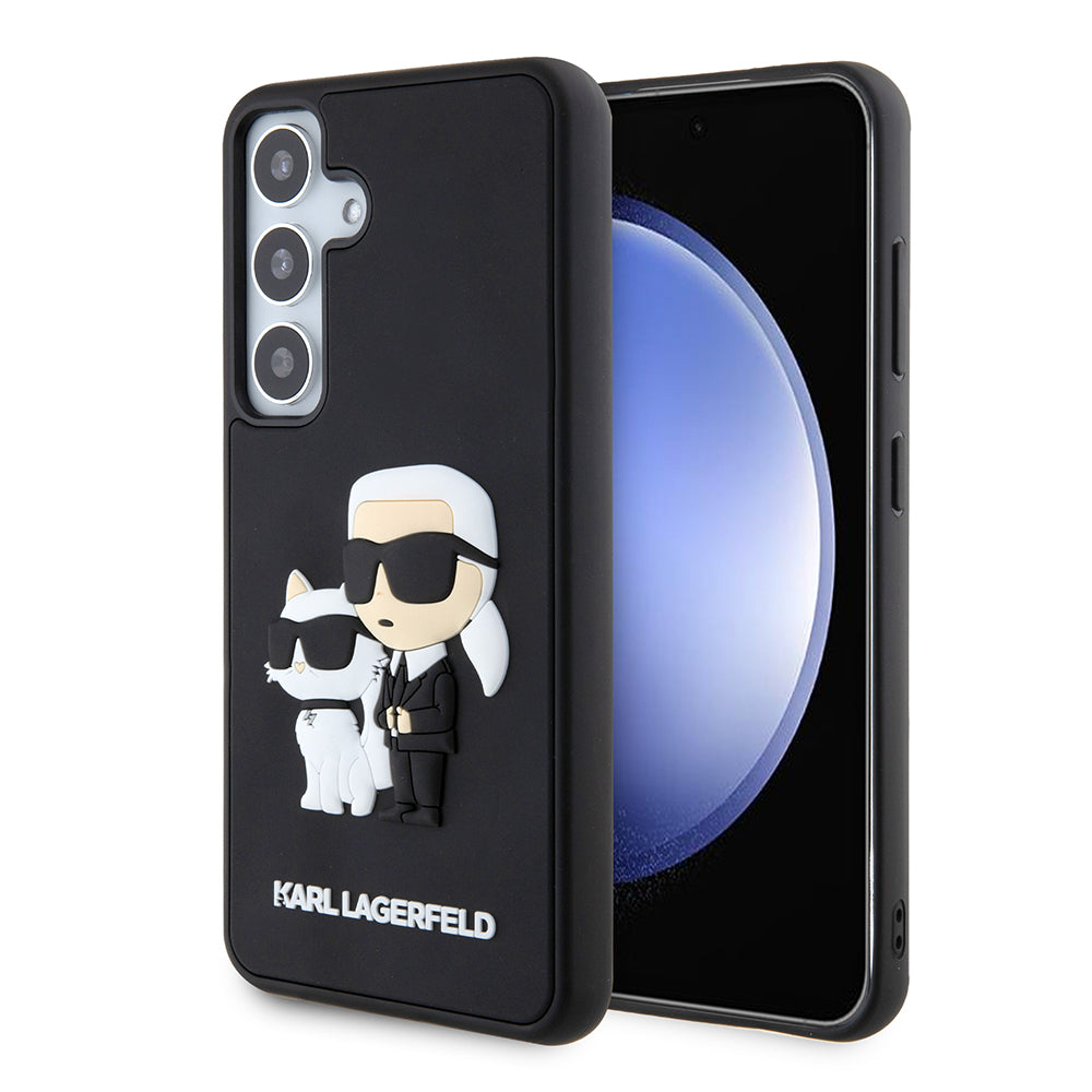 Etui na Samsung Galaxy S24 S921, Karl Lagerfeld, 3D Rubber Karl & Choupette, Czarne