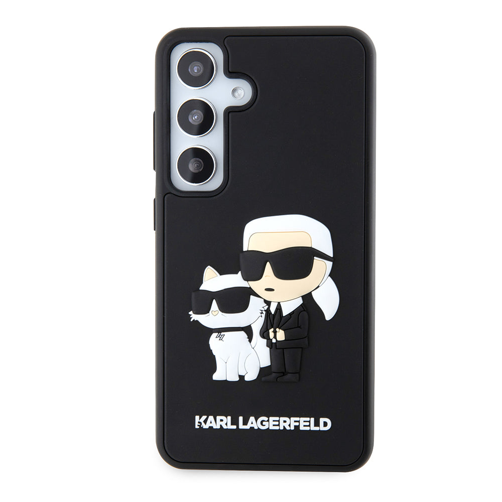 Etui na Samsung Galaxy S24 S921, Karl Lagerfeld, 3D Rubber Karl & Choupette, Czarne