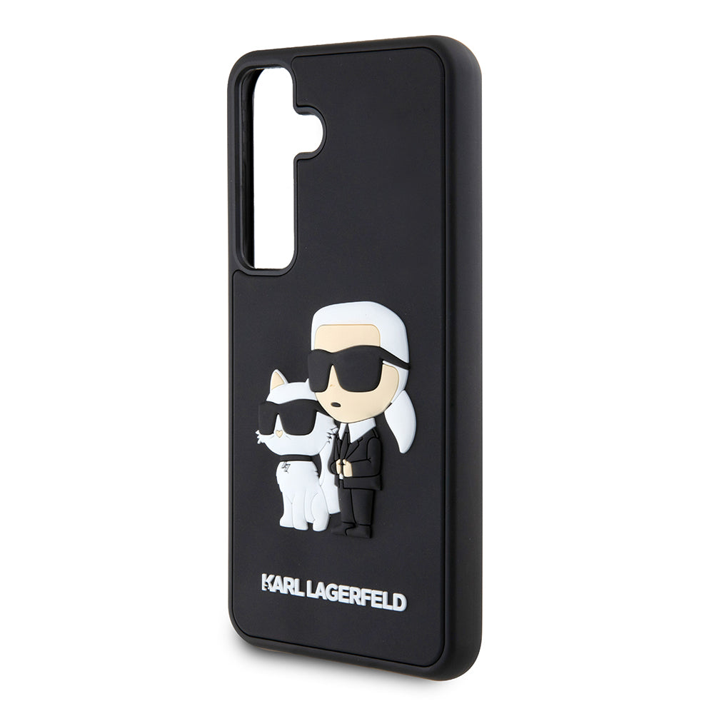 Etui na Samsung Galaxy S24 S921, Karl Lagerfeld, 3D Rubber Karl & Choupette, Czarne