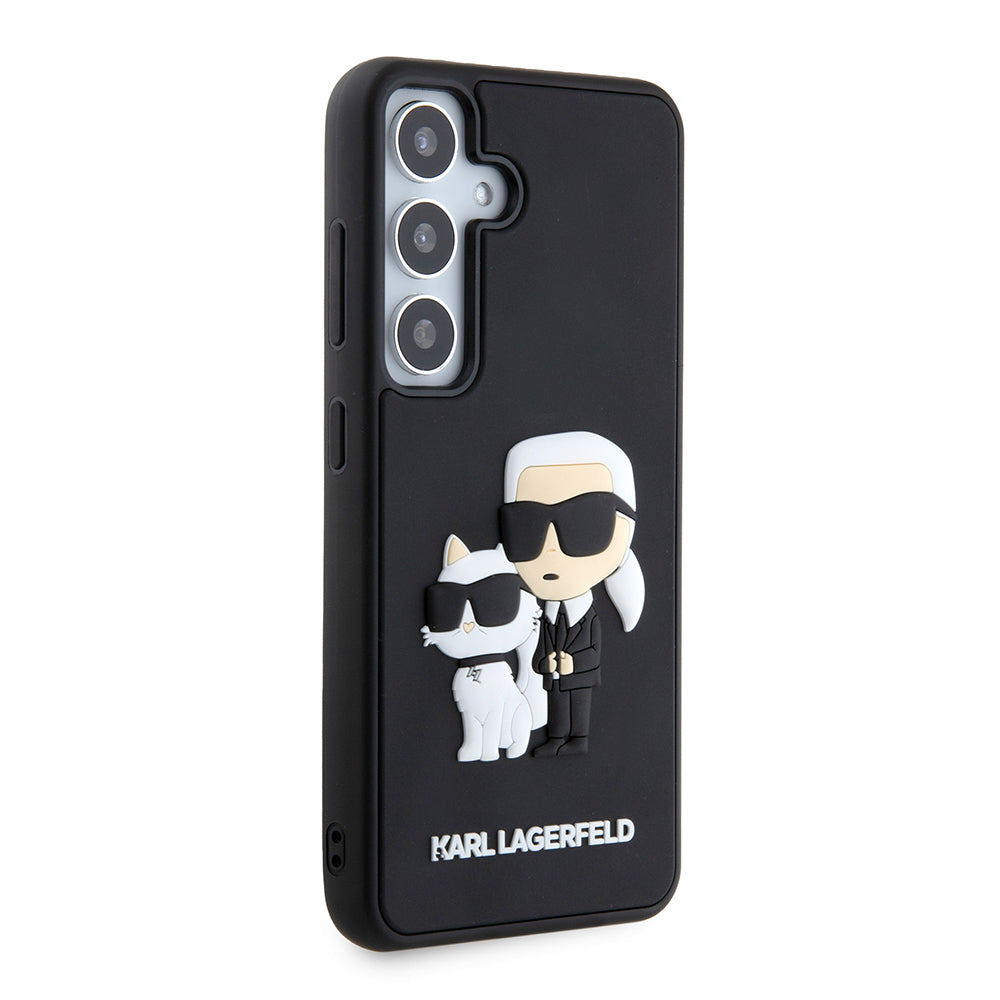 Etui na Samsung Galaxy S24 S921, Karl Lagerfeld, 3D Rubber Karl & Choupette, Czarne
