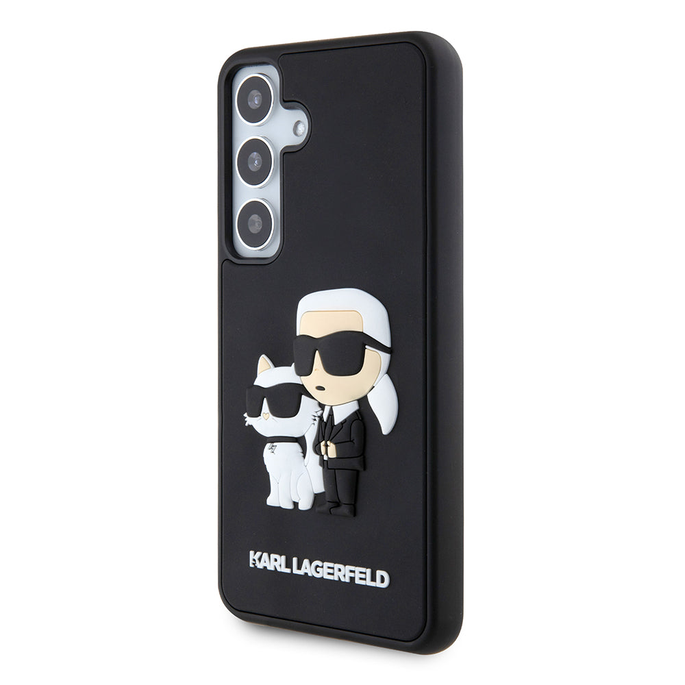 Etui na Samsung Galaxy S24 S921, Karl Lagerfeld, 3D Rubber Karl & Choupette, Czarne