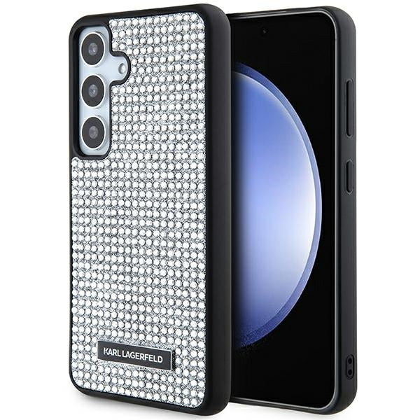 Etui na Samsung Galaxy S24 S921, Karl Lagerfeld, Rhinestone Metal Plate, Srebrne
