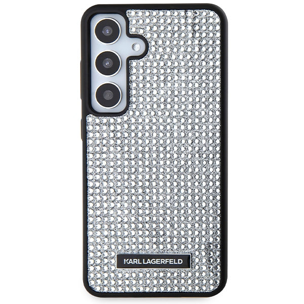 Etui na Samsung Galaxy S24 S921, Karl Lagerfeld, Rhinestone Metal Plate, Srebrne