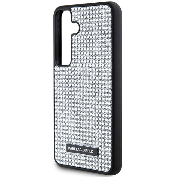 Etui na Samsung Galaxy S24 S921, Karl Lagerfeld, Rhinestone Metal Plate, Srebrne