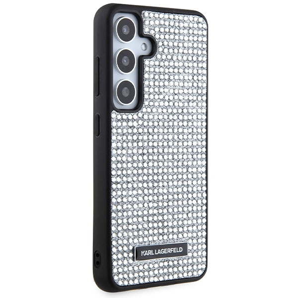 Etui na Samsung Galaxy S24 S921, Karl Lagerfeld, Rhinestone Metal Plate, Srebrne