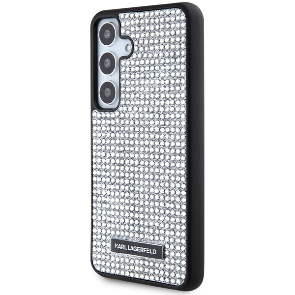 Etui na Samsung Galaxy S24 S921, Karl Lagerfeld, Rhinestone Metal Plate, Srebrne
