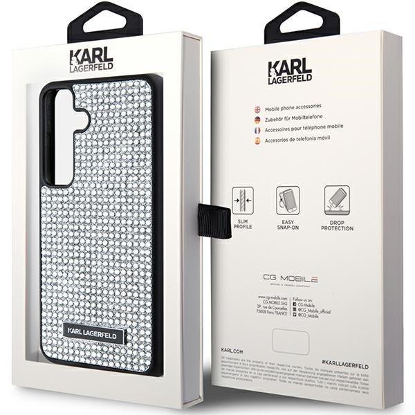 Etui na Samsung Galaxy S24 S921, Karl Lagerfeld, Rhinestone Metal Plate, Srebrne
