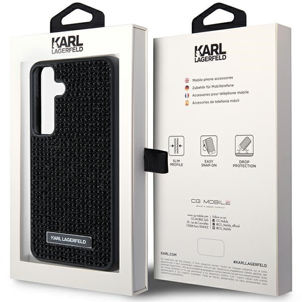 Etui na Samsung Galaxy S24 S921, Karl Lagerfeld, Rhinestone Metal Plate, Czarne