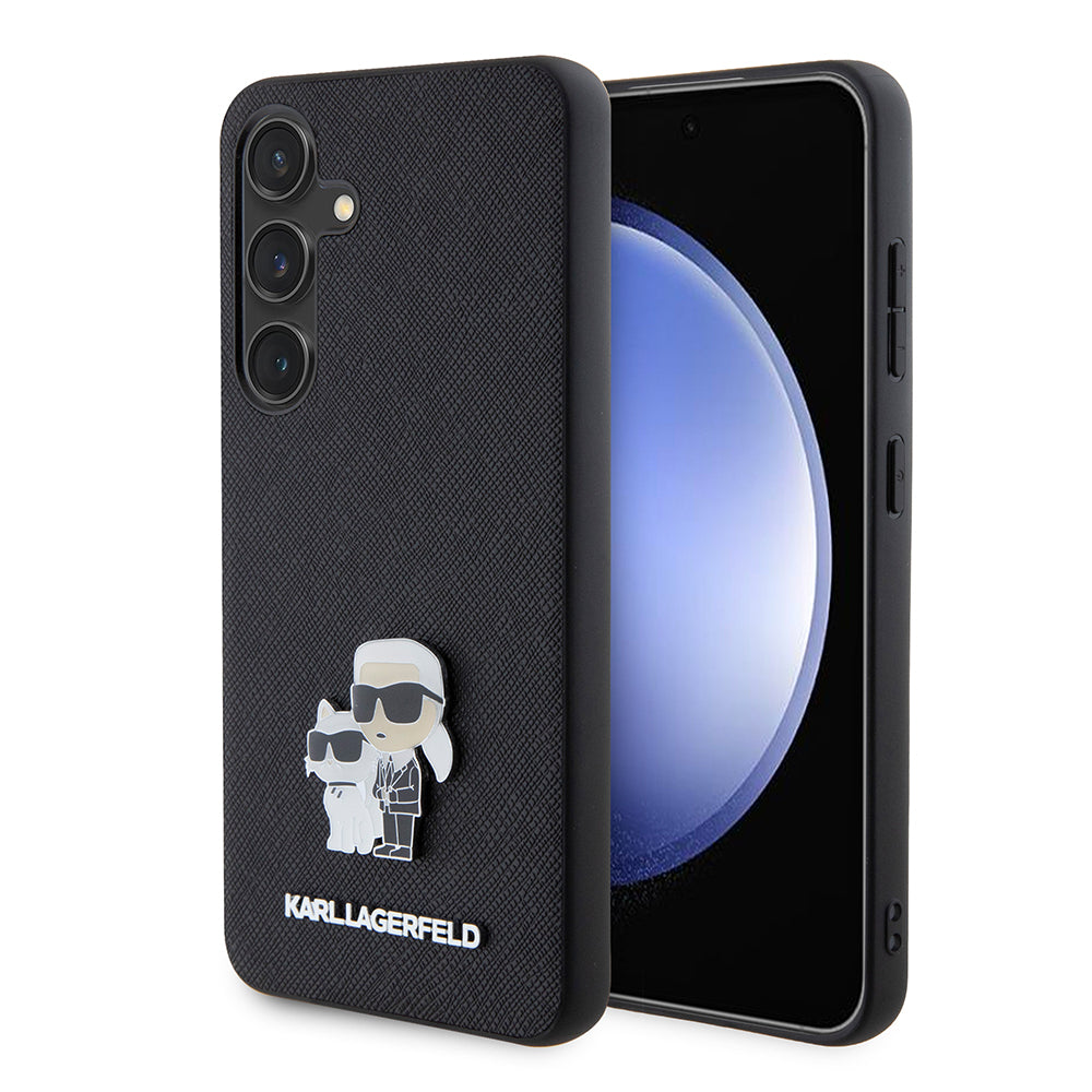 Etui na Samsung Galaxy S24 S921, Karl Lagerfeld, Saffiano Karl & Choupette Metal, Czarne