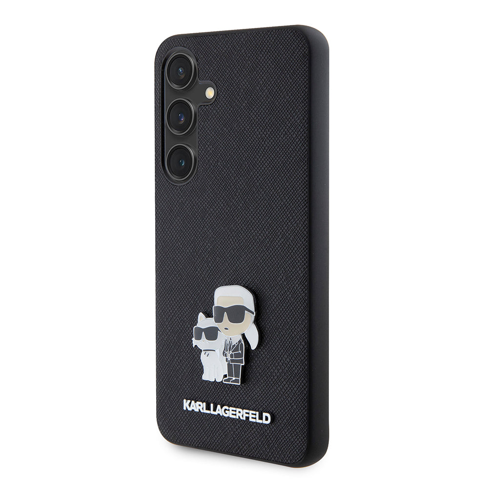 Etui na Samsung Galaxy S24 S921, Karl Lagerfeld, Saffiano Karl & Choupette Metal, Czarne