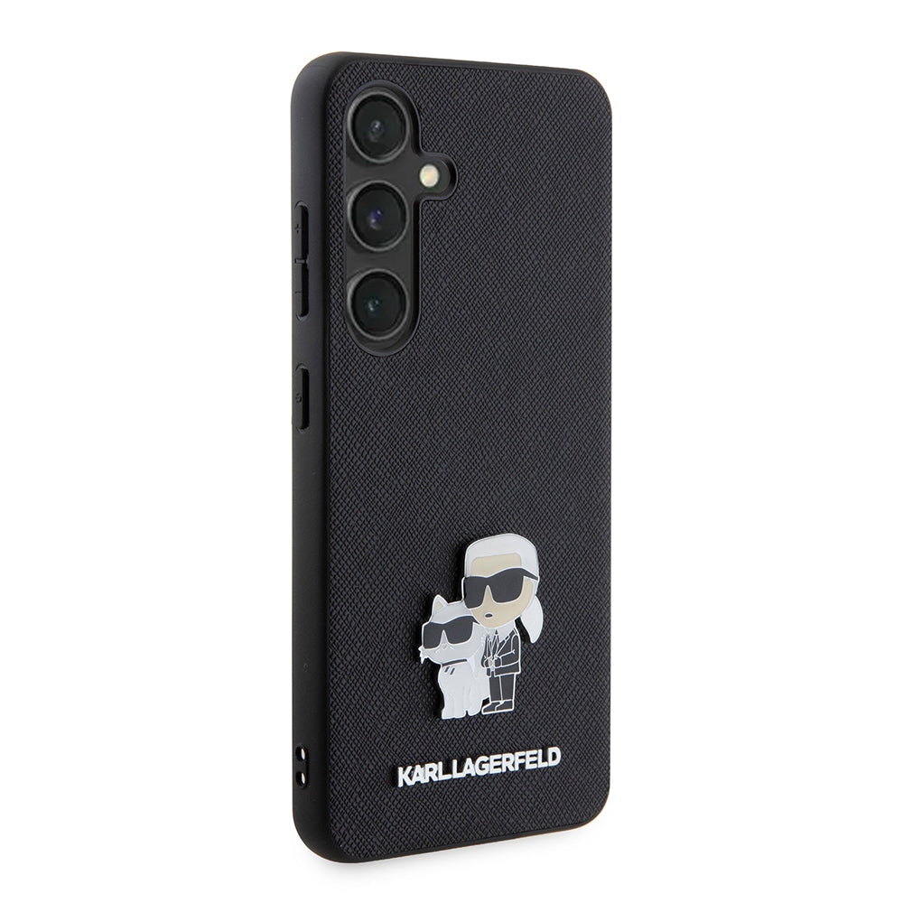 Etui na Samsung Galaxy S24 S921, Karl Lagerfeld, Saffiano Karl & Choupette Metal, Czarne