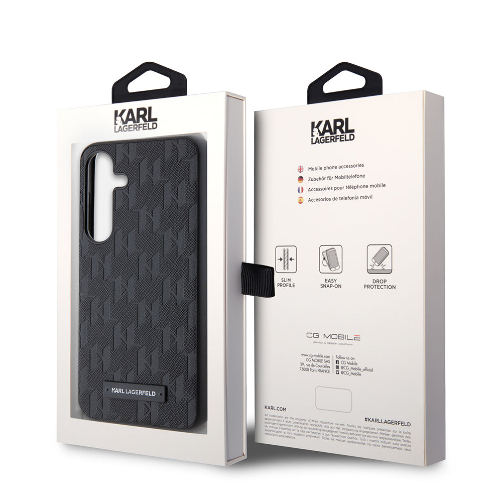 Etui na Samsung Galaxy S24 S921, Karl Lagerfeld, Saffiano Mono Metal Logo, Czarne