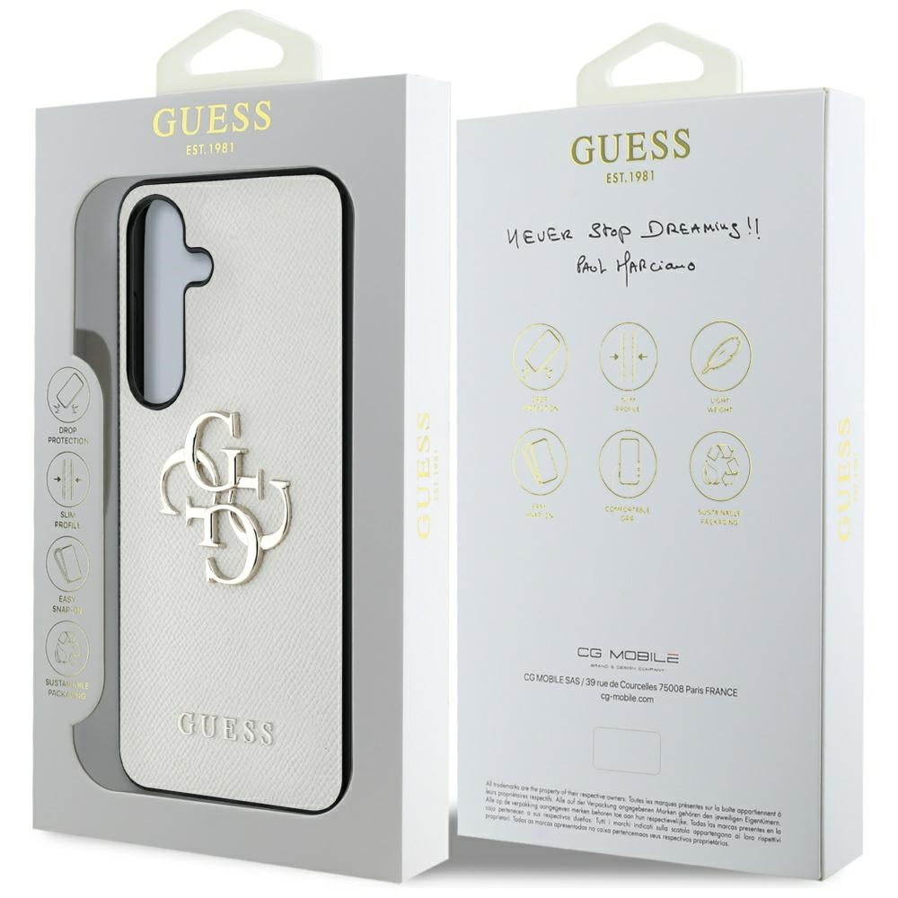 Etui na Samsung Galaxy S25 S931, Guess, 4G Grained Big and Classic Logo, Beżowy