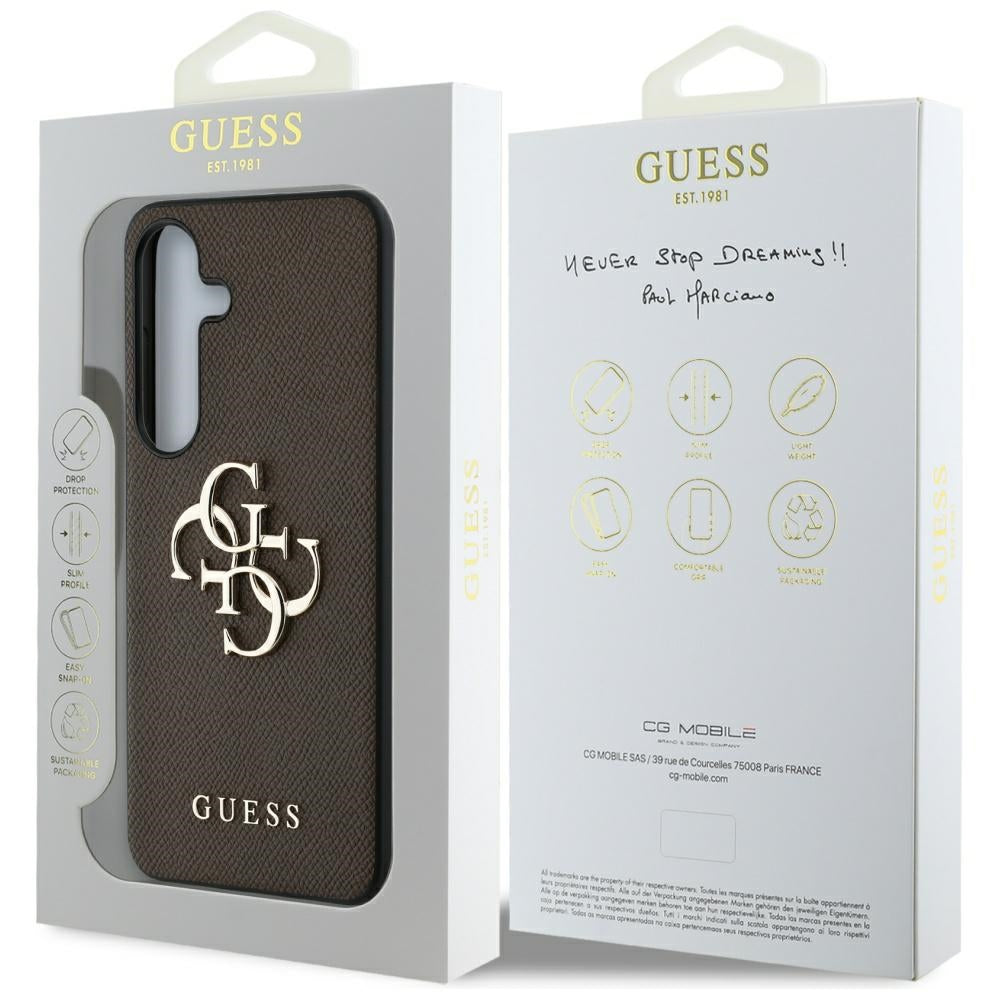 Etui na Samsung Galaxy S25 S931, Guess, 4G Grained Big and Classic Logo, Brązowy