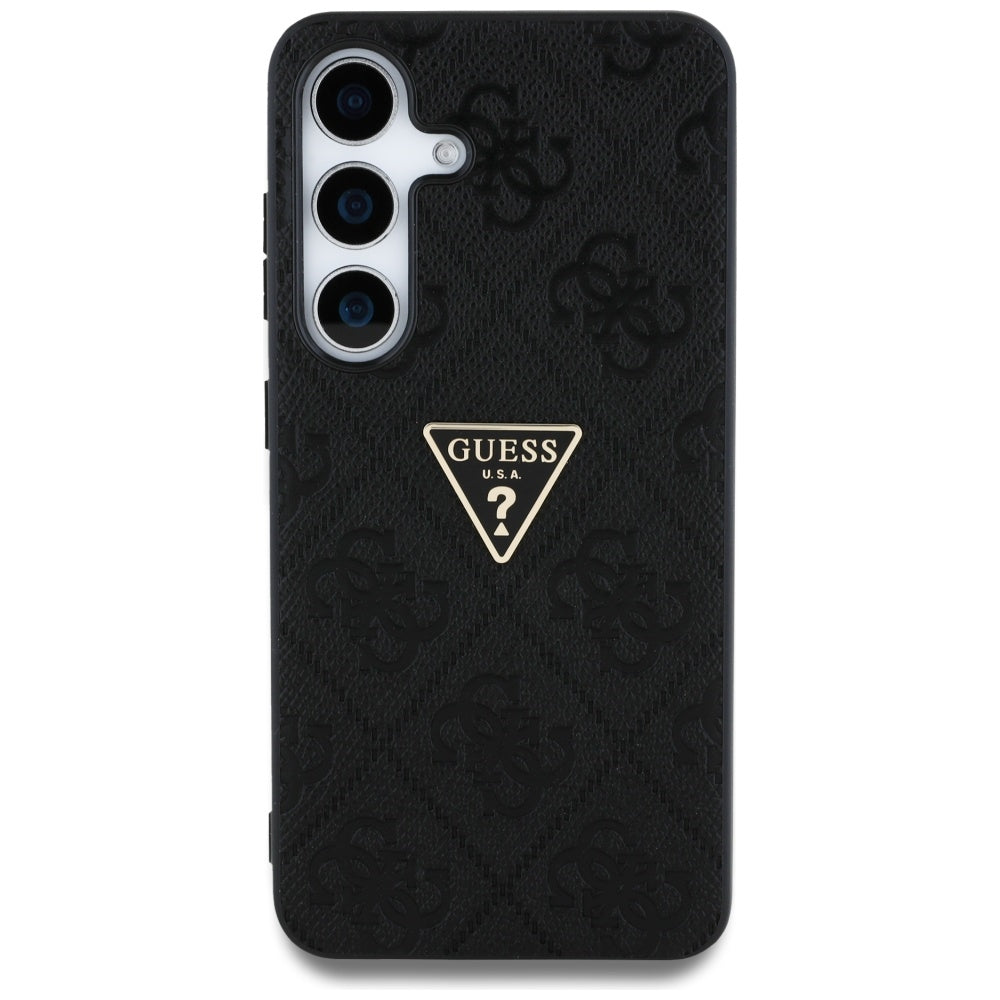 Etui na Samsung Galaxy S25 S931, Guess, Grained Hot Stamp 4G Triangle, Czarne