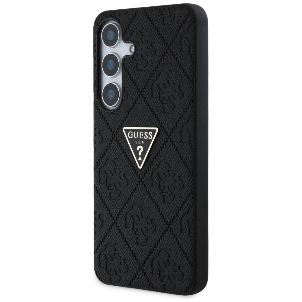 Etui na Samsung Galaxy S25 S931, Guess, Grained Hot Stamp 4G Triangle, Czarne