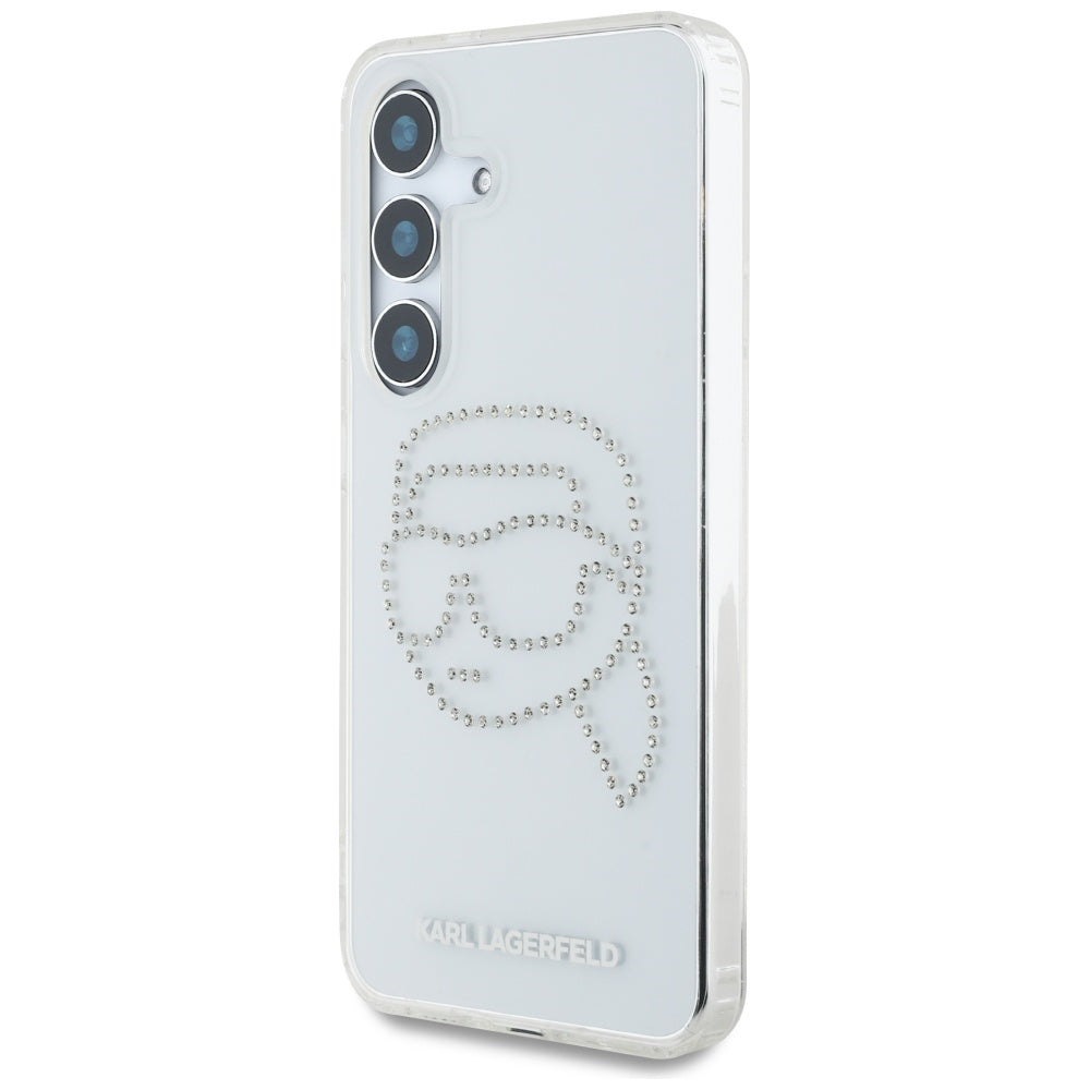 Etui na Samsung Galaxy S25 S931, Karl Lagerfeld, IML Rhinestones Karl's Head, Przezroczyste