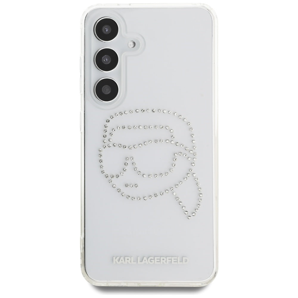 Etui na Samsung Galaxy S25 S931, Karl Lagerfeld, IML Rhinestones Karl's Head, Przezroczyste