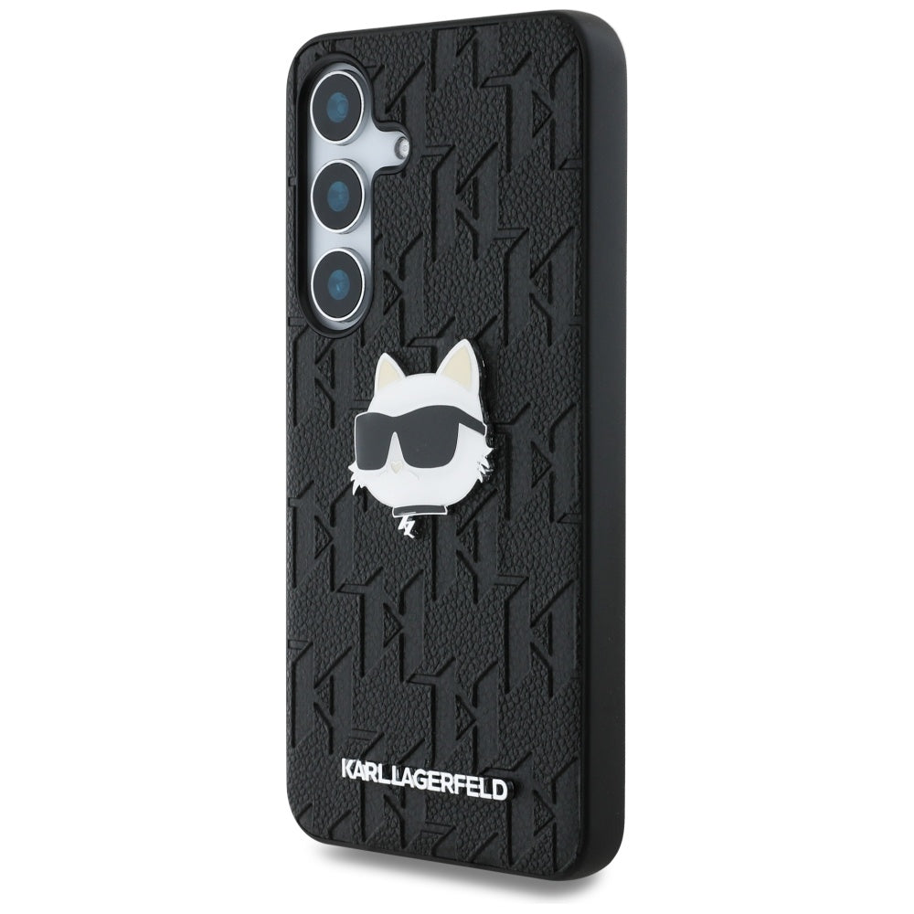 Etui na Samsung Galaxy S25 S931, Karl Lagerfeld, Monogram Choupette's Head, Czarne