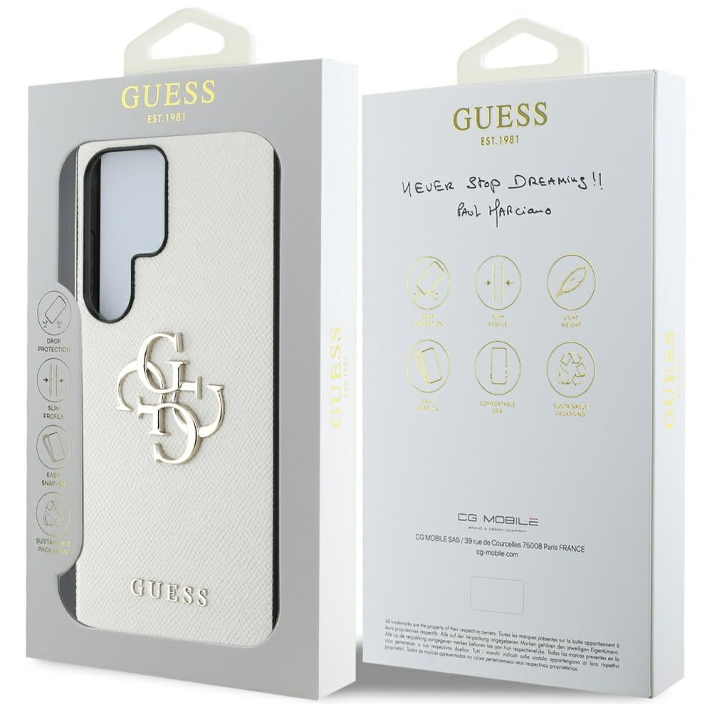 Etui na Samsung Galaxy S25 Ultra S938, Guess, 4G Grained Big and Classic Logo, Beżowy