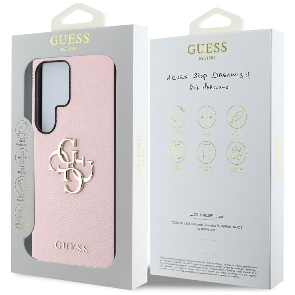 Etui na Samsung Galaxy S25 Ultra S938, Guess, 4G Grained Big and Classic Logo, Różowy