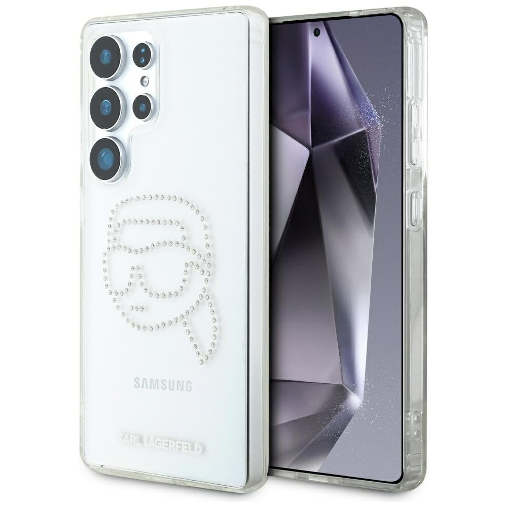Etui na Samsung Galaxy S25 Ultra S938, Karl Lagerfeld, IML Rhinestones Karl's Head, Przezroczyste