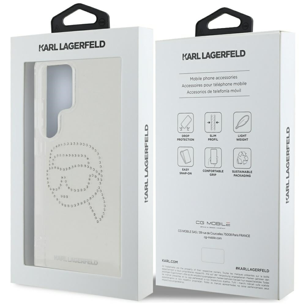 Etui na Samsung Galaxy S25 Ultra S938, Karl Lagerfeld, IML Rhinestones Karl's Head, Przezroczyste