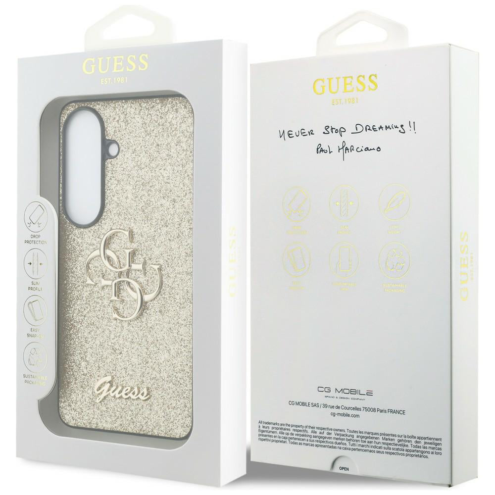 Etui na Samsung Galaxy S26 S942, Guess, Fixed Glitter Big 4G Metal Frame, Złote